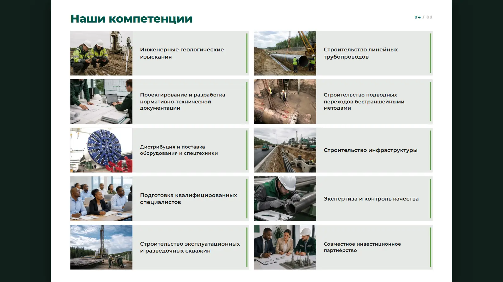 Слайд презентации Бурсервис — компетенции
